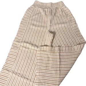 Tan & White Striped Cotton Wide Leg Pants | Sz L